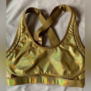 Fabletics gold sparkle adjustable sports bra